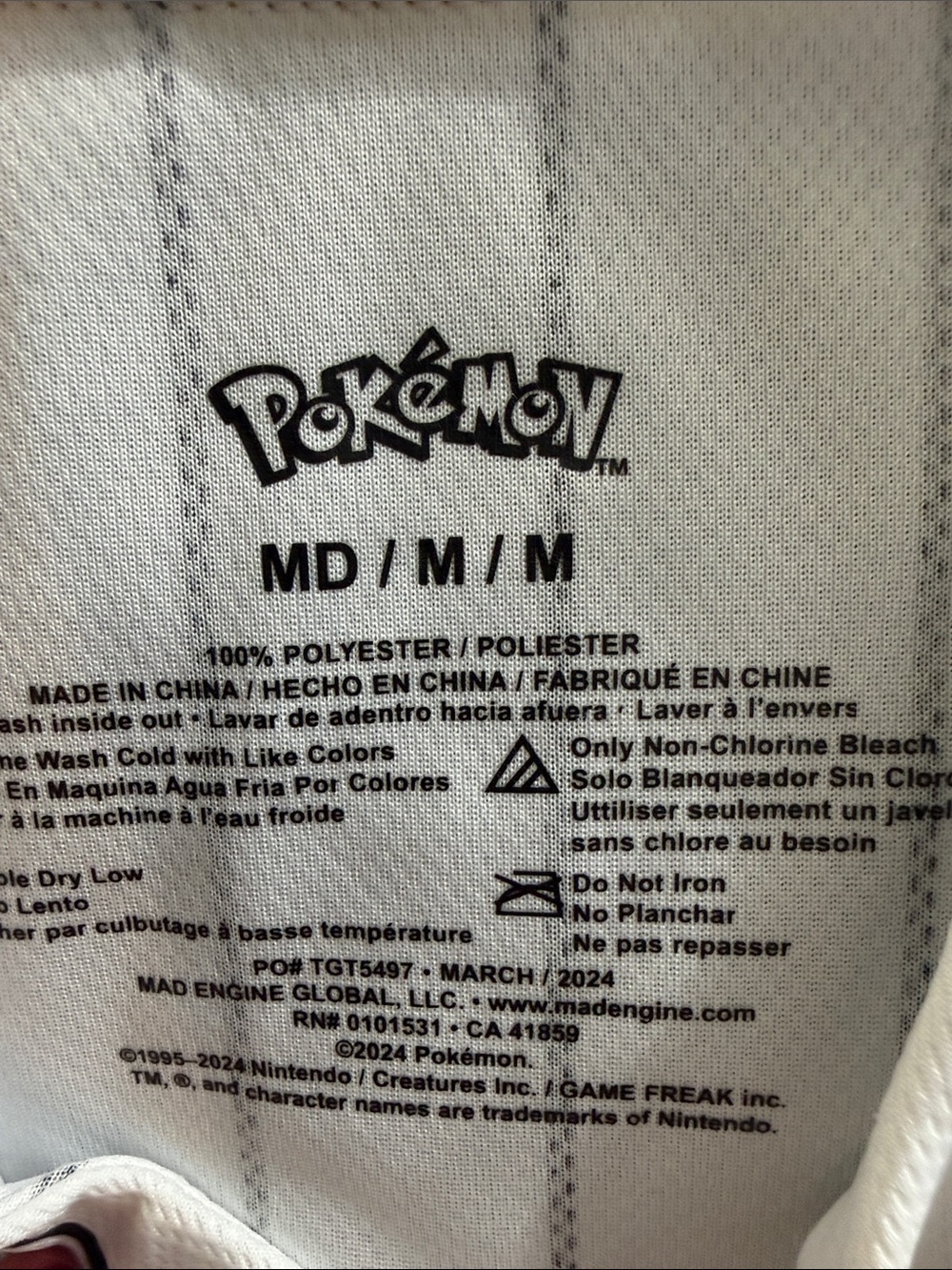 Pokémon Pikachu Striped Baseball Jersey for Kids - White, Black and Yellow - Picture 2 of 6